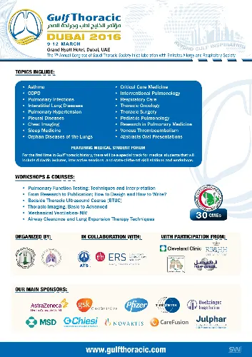 Gulf Thoracic Conference 2016 – the 7th Annual Congress of Saudi Thoracic Society in collaboration with Emirates Allergy and Respiratory Society (GT2016/STS2016)